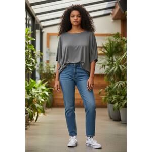 Universal Standard Dolman Style Short Sleeve Tee Shirt Greenish Grey MED (18-20)